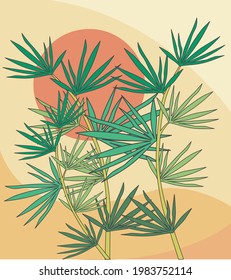 ilustración de fondo con tema de planta tropical, vector simple para fondo