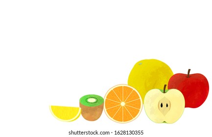 Background illustration of various fresh fruits