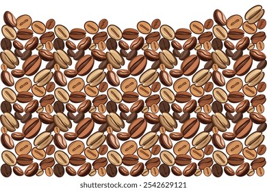 Background illustration of various kinds of abstract coffee beans.