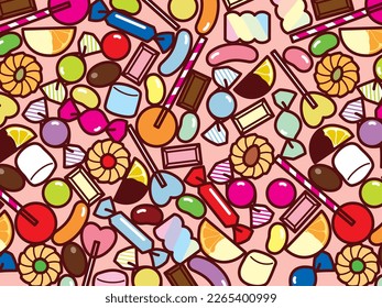 Background illustration of various sweets