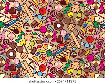 Background illustration of various sweets
