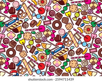 Background illustration of various sweets