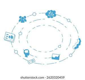 Background illustration vector of business icons surrounding