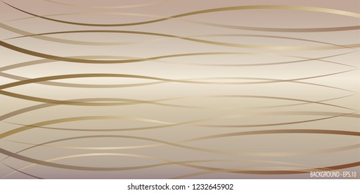 Background illustration vector. Design double spline wavy gradient gold on gold. Design print for background, backdrop, cover, card, banner. Set 2