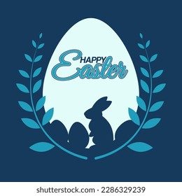 Ilustración de fondo de la silueta de conejo feliz de Pascua. Buen diseño para tu tarjeta de saludo o banner 