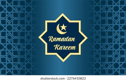 Background illustration vector “Ramadan Kareem” Islamic ornament, calligraphy and hanging lantern, good design for banner, greeting card or web design 