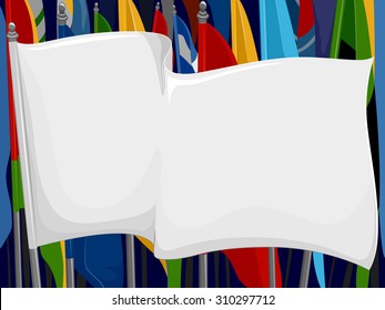 Ilustração de fundo de uma bandeira branca em um desfile