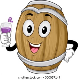 Background Illustration of a Wine Barrel Holding a Glass of Wine