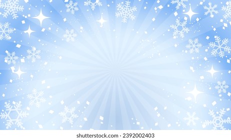 Hintergrundgrafik des Winters mit glitzernden Schneeflocken, Bannergrafik für Weihnachten und Neujahr (eisblau)