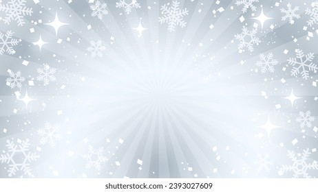 Hintergrundgrafik des Winters mit glitzernden Schneeflocken, Bannergrafik für Weihnachten und Neujahr (Silber)