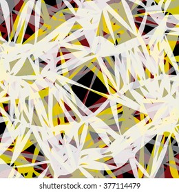 background illustration - yellow, red, gray and white abstract irregular shards in front of a black background