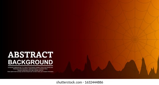 background with illustrations of cobwebs with views of the mountains in a twilight atmosphere - vector