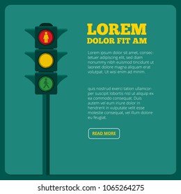 Background illustrations of traffic light and place for your text. Transportation light traffic, stoplight and semaphore banner vector