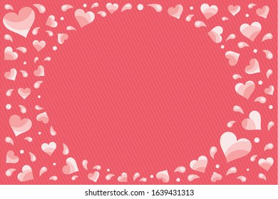 Background illustrator of love on Valentine's Day. Elements in shape of heart flying on sweet red background. Vector symbols of love for Happy Women's, Mother's, birthday greeting card design