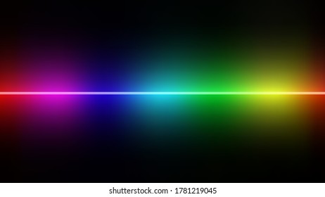 Background image abstract Black has a horizontal laser line of various colors that can be used as a background.