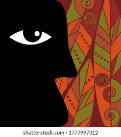 background image of the abstract leaves and face