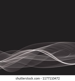 background image. abstract vector white wave on black background