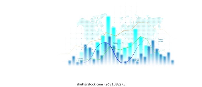 Hintergrundbild von Analysetechnologie, Handel, Börse und Finanzen auf weißem Hintergrund
