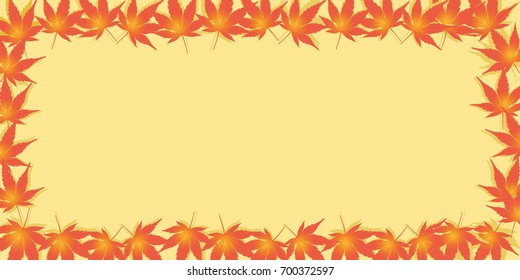 Background of the image of autumn, decorative frame of autumn leaves (momoji), decorative ruling, ornament, ratio of length to width was made with 1: 2, vector data