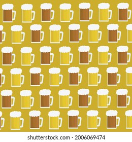 background image of beer glasses on yellow background