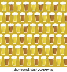 background image of beer glasses on yellow background