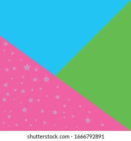 Das Hintergrundbild in blau-grün und rosa mit violetten Sternen auf der Vektorillustration