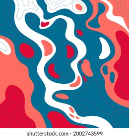 Background image in blue, red and white tones. Stylish color palette. Abstraction. Vector