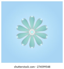 Background image with blue tint glass flower, vector illustration.