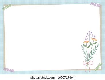 A background image with a bouquet placed on a piece of paper attached to the tape.Vector source for moving and editing individual images.
