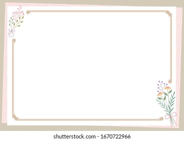 Hintergrundbild mit Blumensträußen, die mit Streichern auf überlappendem Papier verbunden sind.Vektorillustration-Quelle für das Verschieben und Bearbeiten einzelner Bilder.