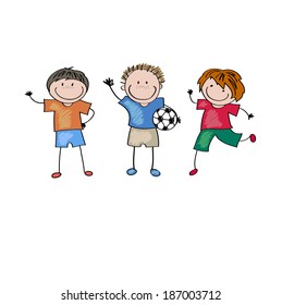 background with the image of boys with soccer ball