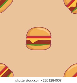 Hintergrund mit dem Bild eines Burgers. Lichtnahtloses Muster.