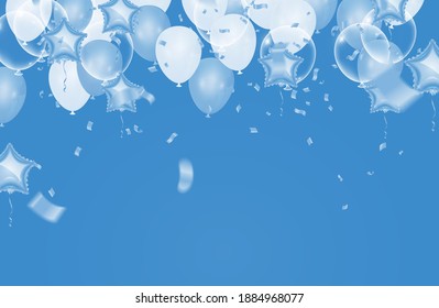 Background image for celebrating blue balloons and anniversaries, use in New Year, use as postcards to make greeting cards.