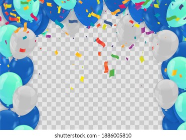 Background image for celebrating blue balloons and anniversaries, use in New Year, use as postcards to make greeting cards.