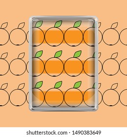 Background image with a chain of oranges.Oranges, glass. Use for advertising, web, poster.Orange composition under glass.