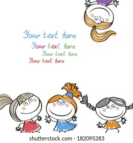 background with the image of cheerful girls