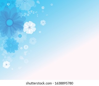 background image of climbing plants and flowers on a blue background with bubbles