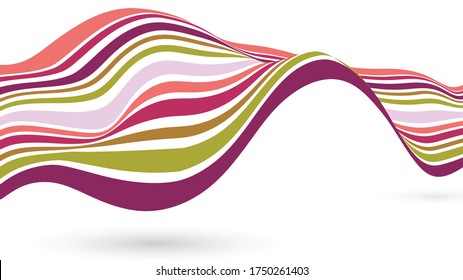 La imagen de fondo de las franjas coloridas de ondas multicolores se mueve en una dirección horizontal.