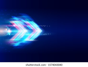 Background image of connection technology and high speed arrow movement. Blue abstract background. Vector template for design.