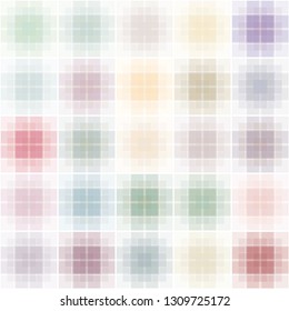 Background image designed using repeated translucent squares of various colors. Vector illustration.