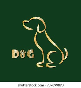 Background with the image of a dog in the style of glitter. Postcard in the year of the dog. Vector.