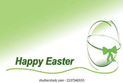 Background image with Easter egg in vibrant green tones and text Happy Easter. Vector file eps 10