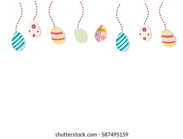 
Background image of Easter eggs. Easter egg with a rope hanging many colored top. And below can put any message. Applied to the media.