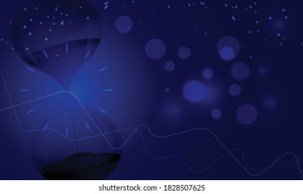 Wirtschaftliches Hintergrundbild mit Stundenglas und Graphen
