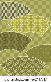 Background image of fan and Japanese pattern