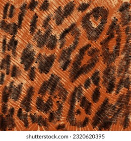 Background image, ferocious leopard pattern, formidable, black mixed with orange, virtual reality, high detail. Suitable for printing on shirts, bags or postcards.