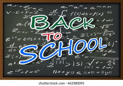 The background image in the form of a school blackboard with chalk stains and drawings on the theme of the beginning of the school year and education