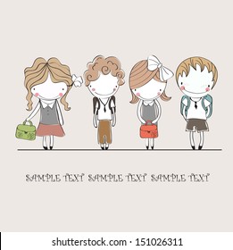 background with the image of funny kids 