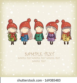 background with the image of funny kids 