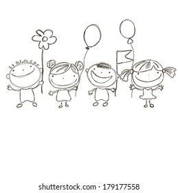background with the image of funny kids 